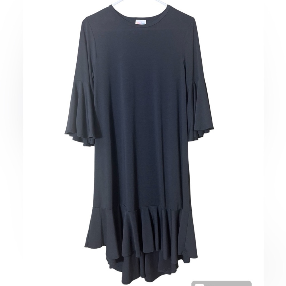 LulaRoe Maurine Black Ruffle Midi Dress‎ Small Whimsygoth FairyGoth Witchy - Picture 2 of 7